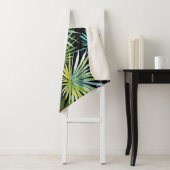 Couverture Sherpa Aquarelle Exotique Palm Feuille (En situation)