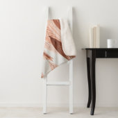 Couverture Sherpa Aquarelle Feuilles Brown Terracotta Beige Blush (En situation)