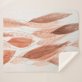 Couverture Sherpa Aquarelle Feuilles Brown Terracotta Beige Blush (Devant (Horizontal))