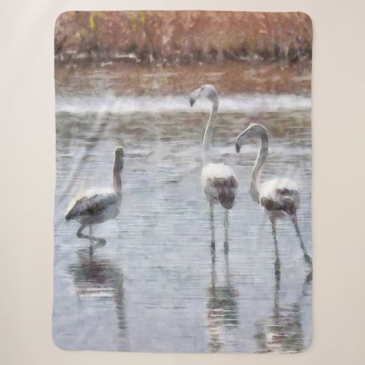 Couverture Sherpa Aquarelle Flamant rose Pose (Devant)
