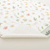 Couverture Sherpa Aquarelle Fleur Florale Rose Jaune Personnalisée (3/4)