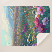 Couverture Sherpa Aquarelle fleur sauvage (Devant (Horizontal))