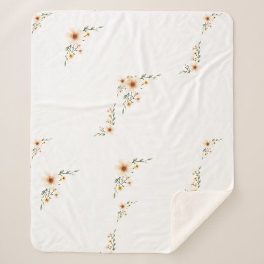 Couverture Sherpa Aquarelle Fleurs mignonnes minimalistes (Devant)