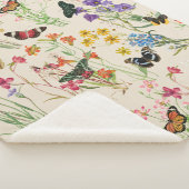 Couverture Sherpa Aquarelle Fleurs sauvages & papillons Jardin Flora (3/4)