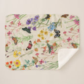 Couverture Sherpa Aquarelle Fleurs sauvages & papillons Jardin Flora (Devant (Horizontal))