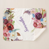 Couverture Sherpa Aquarelle Floral Baby Girl Name (Devant (Horizontal))