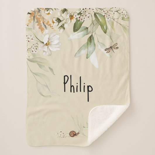 Couverture Sherpa Aquarelle Floral Drop Sherpa Stroller Boy Blanket (Devant)