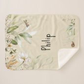 Couverture Sherpa Aquarelle Floral Drop Sherpa Stroller Boy Blanket (Devant (Horizontal))