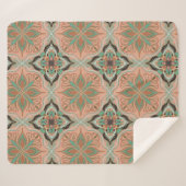 Couverture Sherpa Aquarelle Floral rose marocain (Devant (Horizontal))