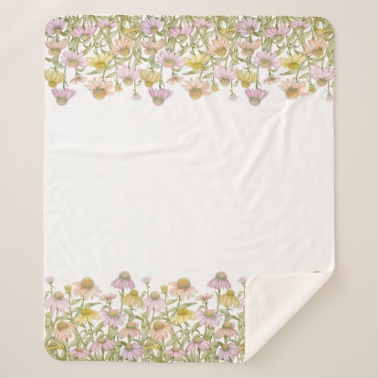 Couverture Sherpa Aquarelle florale Art Botanique Moyenne (Devant)