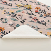 Couverture Sherpa Aquarelle florale Boho Rose Dusty personnalisée (3/4)