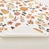 Couverture Sherpa Aquarelle Florale Citrouilles et Feuilles (3/4)