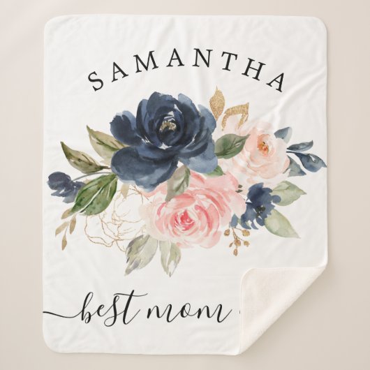 Couverture Sherpa Aquarelle Florale Meilleure Maman Chaque (Devant)