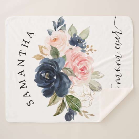 Couverture Sherpa Aquarelle Florale Meilleure Maman Chaque (Devant (Horizontal))