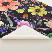 Couverture Sherpa Aquarelle florale motif sans couture. Différents b (3/4)