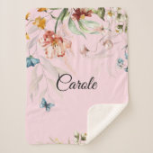 Couverture Sherpa Aquarelle Florale, Petit Lit ou poussette (Devant)