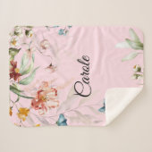 Couverture Sherpa Aquarelle Florale, Petit Lit ou poussette (Devant (Horizontal))