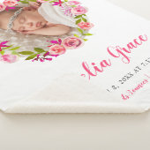 Couverture Sherpa Aquarelle Florale Photo Bébé statistiques de naiss (3/4)