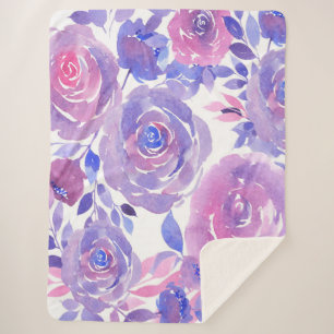 Couverture Sherpa Aquarelle Florale Sherpa Blanche