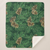 Couverture Sherpa Aquarelle Forêt Pine Aiguilles cônes Arbres Nature (Devant)