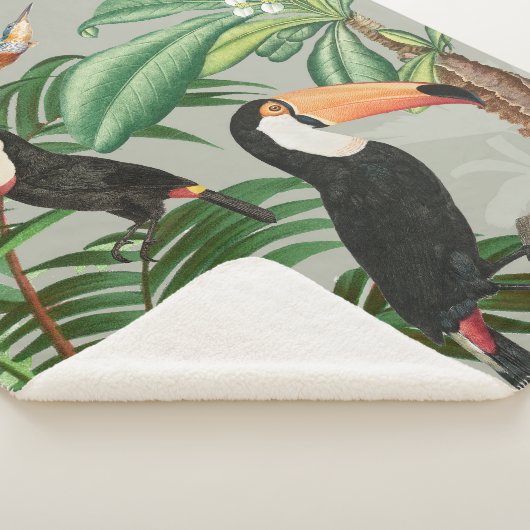 Couverture Sherpa Aquarelle Forêt tropicale et Oiseaux du Toucan (3/4)