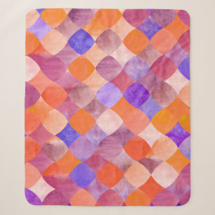 Couverture Sherpa Aquarelle géométrique, écailles de poissons arabes