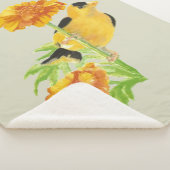 Couverture Sherpa Aquarelle Goldfinch Garden Oiseau Marigold Flower (3/4)