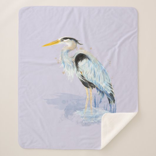 Couverture Sherpa Aquarelle Great Blue Heron Bird Nature (Devant)