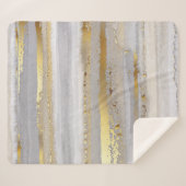 Couverture Sherpa Aquarelle gris et texture or de luxe (Devant (Horizontal))