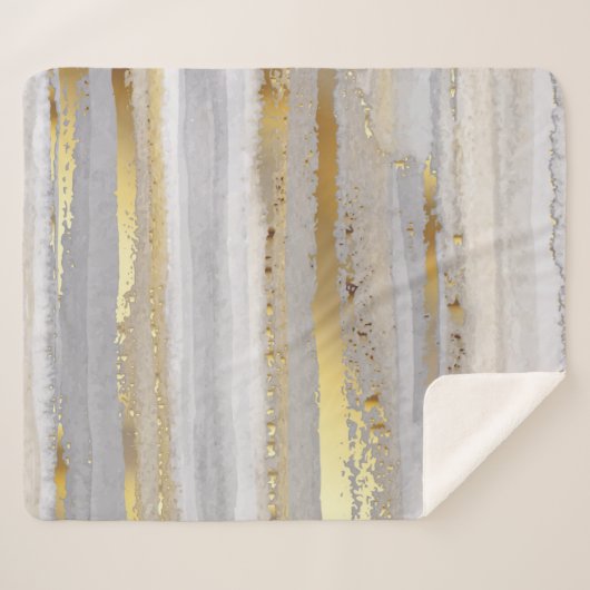 Couverture Sherpa Aquarelle gris et texture or de luxe (Devant (Horizontal))