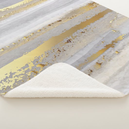 Couverture Sherpa Aquarelle gris et texture or de luxe (3/4)