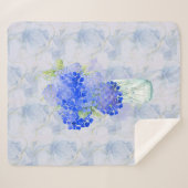 Couverture Sherpa Aquarelle Hydrengea Jardin Fleur violet Floral (Devant (Horizontal))