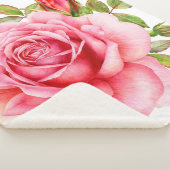 Couverture Sherpa Aquarelle illustration d'une rose rose wi délicate (3/4)