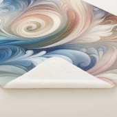 Couverture Sherpa Aquarelle Imaginaire Floral Pastel Bleu & Crème (3/4)