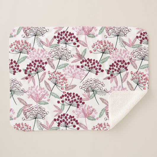 Couverture Sherpa Aquarelle Jardin Fleur Berry Nature Art (Devant (Horizontal))