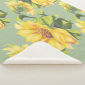 Couverture Sherpa Aquarelle Jardin Fleur de tournesol Floral (3/4)
