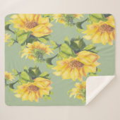 Couverture Sherpa Aquarelle Jardin Fleur de tournesol Floral (Devant (Horizontal))