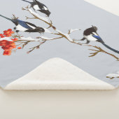 Couverture Sherpa Aquarelle Jardin Oiseaux Magpies Faune Nature Art (3/4)