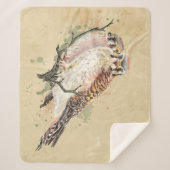 Couverture Sherpa Aquarelle Kestrel Falcon Bruant Hawk Oiseau Art Fl (Devant)