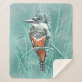 Couverture Sherpa Aquarelle Kingfisher Oiseau Faune Nature (Devant)