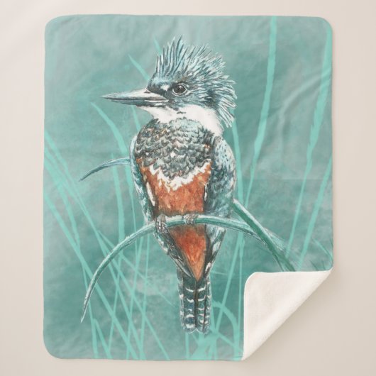 Couverture Sherpa Aquarelle Kingfisher Oiseau Faune Nature (Devant)