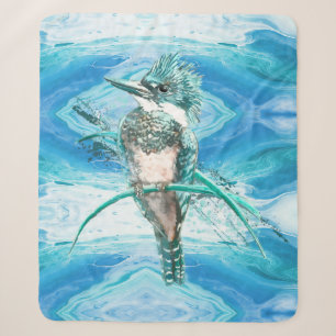 Couverture Sherpa Aquarelle Kingfisher Oiseau Faune Nature Art