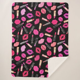 Couverture Sherpa Aquarelle Lipstick Motif maquillage Artiste Sherpa