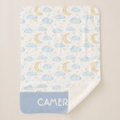 Couverture Sherpa Aquarelle Lune étoiles et nuages Motif (Devant)