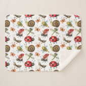 Couverture Sherpa Aquarelle mignonne Cartoon Bugs Insectes Nature Ar (Devant (Horizontal))