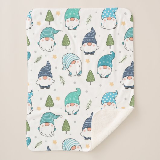 Couverture Sherpa Aquarelle mignonne Cartoon Forest Gnomes (Devant)
