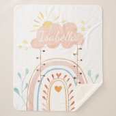 Couverture Sherpa Aquarelle mignonne rose arc-en-ciel bébé (Devant)