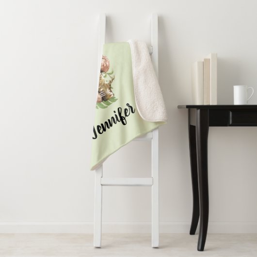 Couverture Sherpa Aquarelle mignonne Sloth & Feuilles tropicaux (En situation)