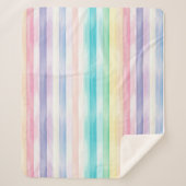 Couverture Sherpa Aquarelle mignonne Verticale Pastel Arc-en-ciel ra (Devant)