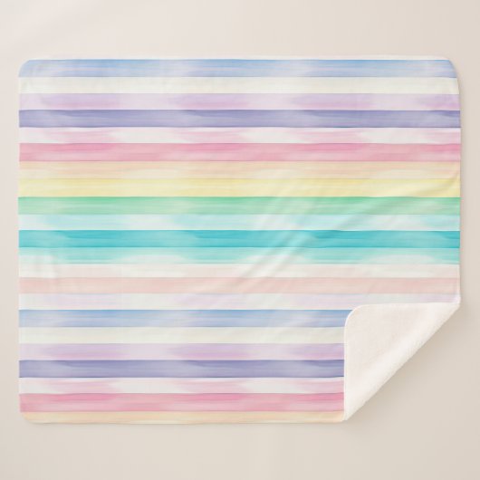 Couverture Sherpa Aquarelle mignonne Verticale Pastel Arc-en-ciel ra (Devant (Horizontal))